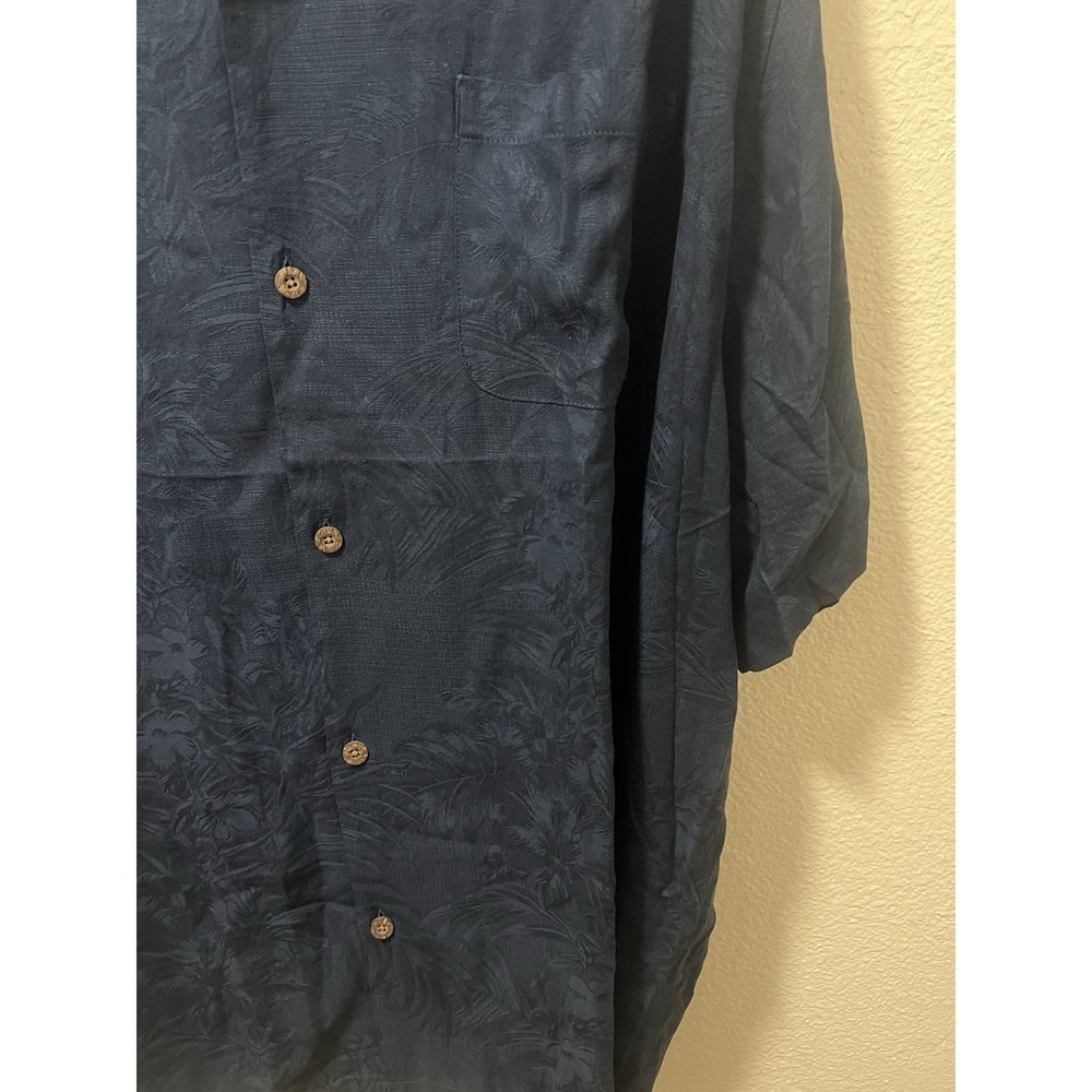Tommy Bahama 100% Silk All Over Print Tropic Floral Short Sleeve Navy Blue 3XL - Picture 8 of 9